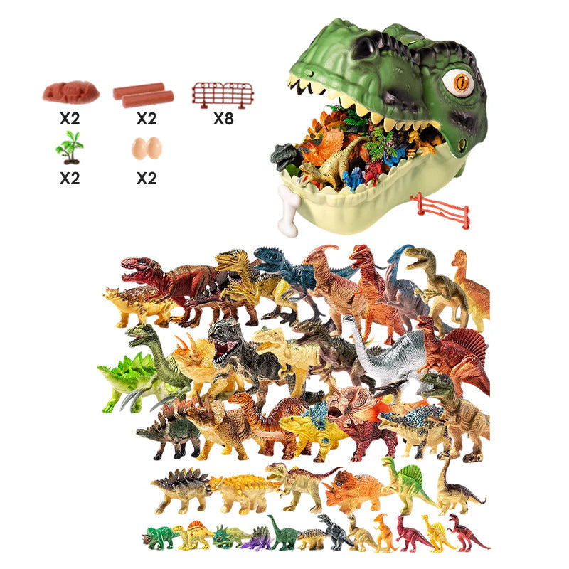 🦖 Szórakoztató és oktató célú dinoszaurusz játékok – élethű állatmodellek – Tyrannosaurus rex és Triceratops puha gumi szett