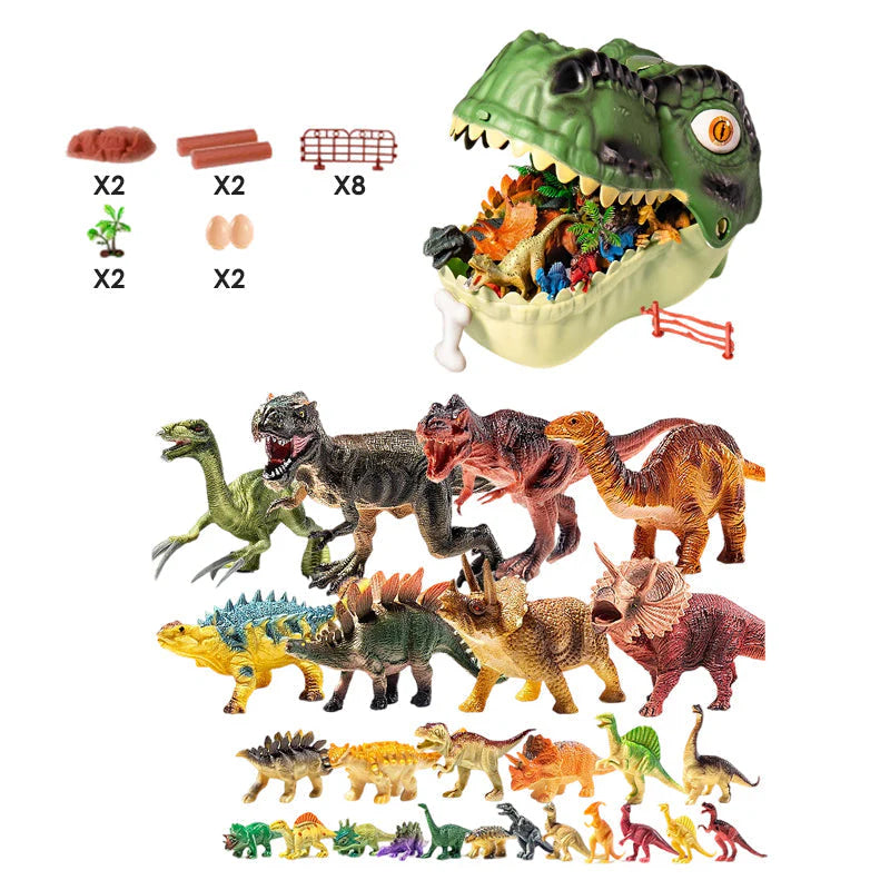 🦖 Szórakoztató és oktató célú dinoszaurusz játékok – élethű állatmodellek – Tyrannosaurus rex és Triceratops puha gumi szett