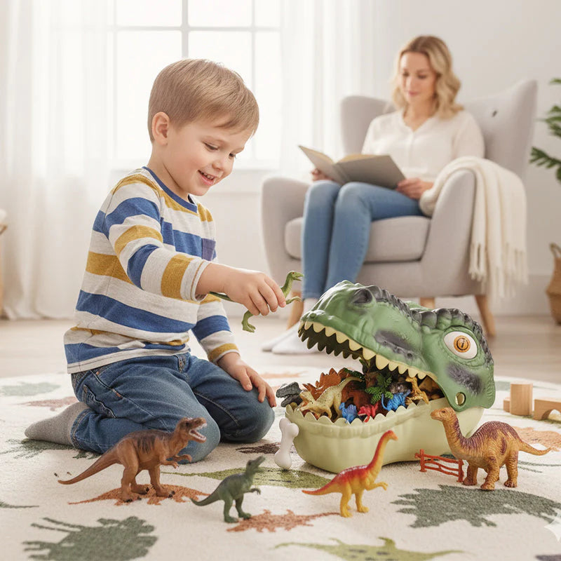 🦖 Szórakoztató és oktató célú dinoszaurusz játékok – élethű állatmodellek – Tyrannosaurus rex és Triceratops puha gumi szett