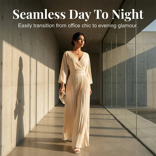 👚👖Sniženja do 50%⏰Elegantni kombinezon s V-izrezom, naborima i širokim krojem