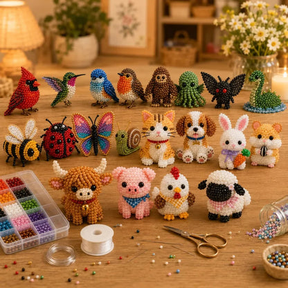 🏆Ideiglenes akció 🧵✨Bébi állatok kézműves készlet 3D gyöngyökkel