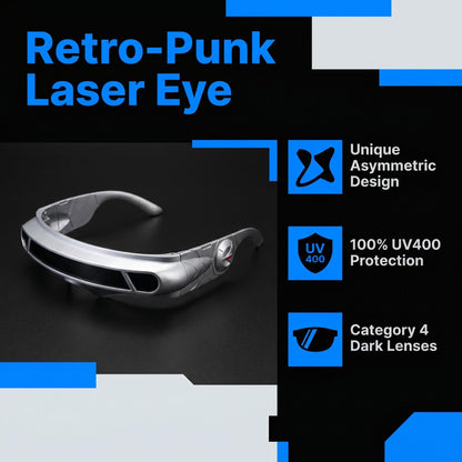 🕶️🔥✨ 50%-os villámakció! Aszimmetrikus retro-punk napszemüveg – UV400 védelem, 4. kategóriás lencsék, „Laser Eye” kialakítás, városi és fesztiválos stílus 🎸