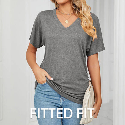 【😍 50% popusta na ograničeno vrijeme】Ženski ležerni top s V-izrezom, kratkim rukavima i jednobojnom mekom tkaninom