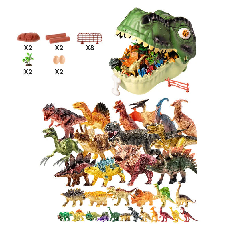 🦖 Szórakoztató és oktató célú dinoszaurusz játékok – élethű állatmodellek – Tyrannosaurus rex és Triceratops puha gumi szett