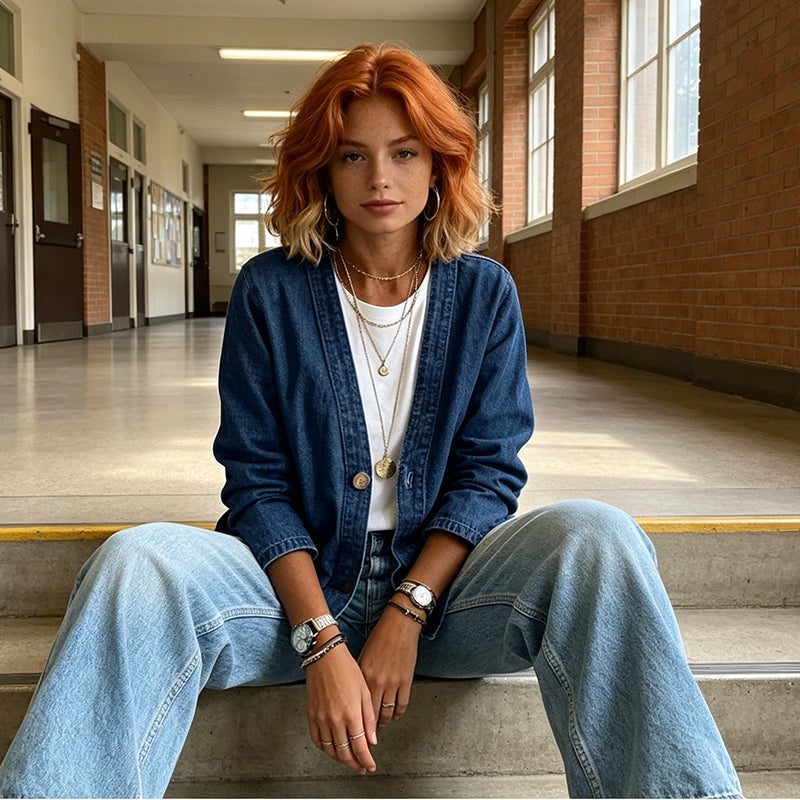 🧥Novo 50% popusta! 🍊Klasična traper jakna na kopčanje za žene